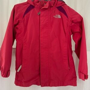 The North Face Kids' Hooded Rain Jacket with Plum Accents